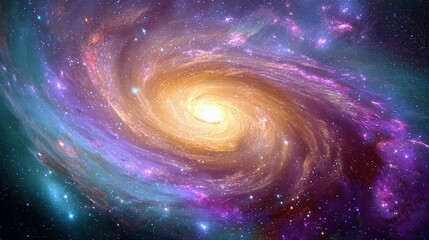 Obraz premium A vibrant spiral galaxy in the vast cosmos.