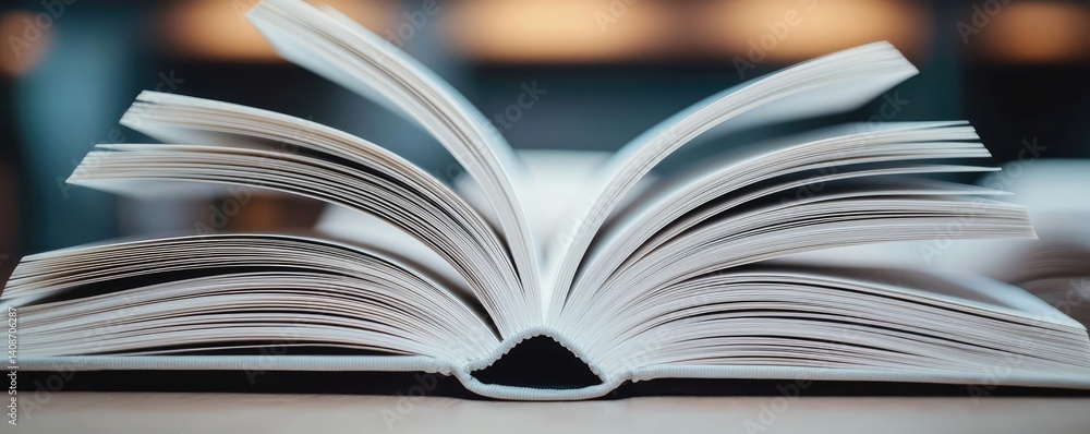 Poster books floating in the air as part of a float and education concept. an open book with fanned pages, 