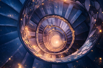 Fototapeta premium Endless Ascend: The Eternal Spiral of Time and Space in Infinite Recursion