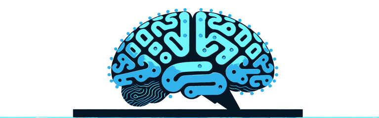 A_stylized_human_brain_graphic_is_displayed_with_interconnected_blue_shapes_and_dots_on_a_dark_base,_set_against_a_white_background_with_a_touch_of_light_blue