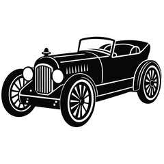 Vintage Vehicle Illustration, Classic Car With Elegant Details On White