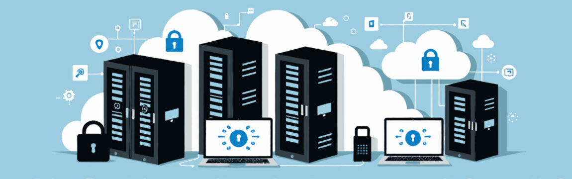 Cloud_computing_and_security_concept_with_servers_laptops_and_padlocks_connected_by_a_network_of_white_lines_and_cloud_shapes_on_a_blue_background