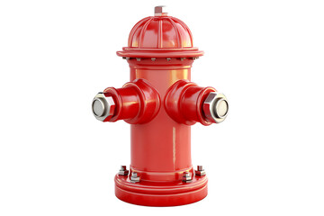 Fototapeta premium A shiny red fire hydrant with silver bolts and caps isolated on a black solid background render