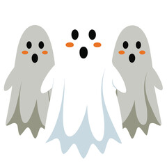Halloween  three ghosts isolated  on white background