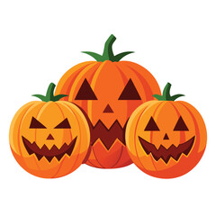 Halloween  three jack-o'-lanterns isolated  on white background