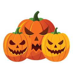 Halloween  three jack-o'-lanterns isolated  on white background