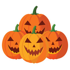 Halloween  three jack-o'-lanterns isolated  on white background