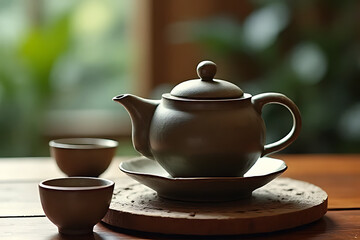 Elegant tea brewing ritual cozy home setting still life photography natural light serenity
