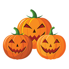 Halloween  three jack-o'-lanterns isolated  on white background