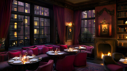 Elegant Restaurant Interior at Night