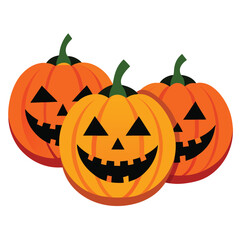 Halloween  three jack-o'-lanterns isolated  on white background