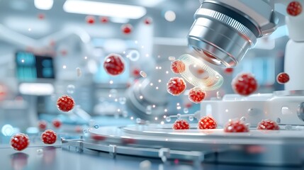 Medical research laboratory analyzing virus specimens