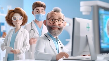 Fototapeta premium Healthcare professionals working together in a medical facility