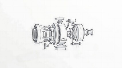 Technical Drawing of Industrial Pump Mechanism....