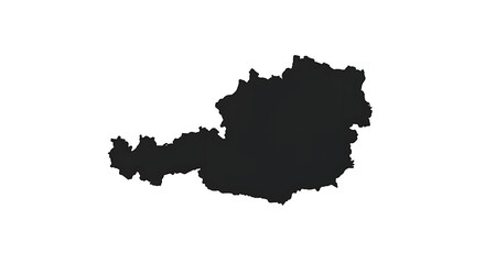 Austria Map Silhouette, Geographic Outline Isolated on White