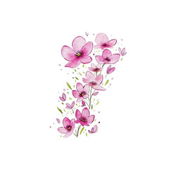 Soft pink floral flowers in various sizes with green accents, representing charm and delicate beauty