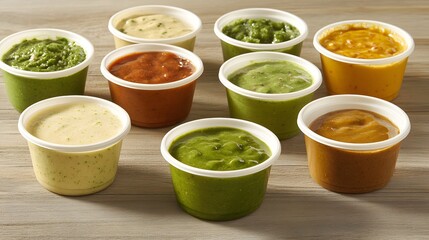 Assortment of Delicious Dipping Sauces in Cups