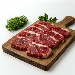 Fototapeta premium Savor the Exquisite: Raw Beef Steaks, Ready for Grilling