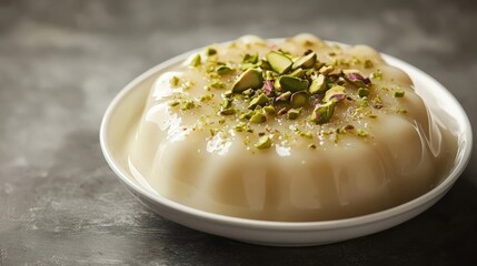 Lebanese ashta pudding with pistachio
