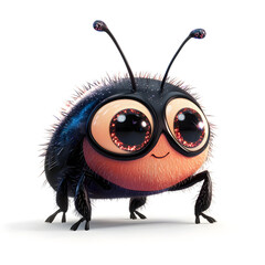 A cartoon ladybug with sparkly eyes, isolated on a white background


