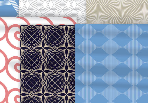 Pastel Colored Simple Geometric Seamless Pattern Collection