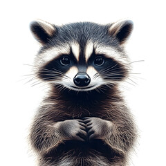 A cartoon raccoon with a mischievous face, isolated on a white background

