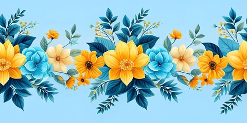 whimsical floral seamless borders in soft pastel hues conveying elegance and romance featuring watercolor style illustrations of delicate flowers and foliage with subtle texture and gradient effects 
