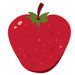 Fototapeta premium Flat vector illustration of a red strawberry with leaves. Perfect for dessert designs, organic branding, summer fruit themes, healthy food visuals, or educational fruit content.