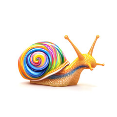 A cartoon snail with a colorful shell, isolated on a white background
