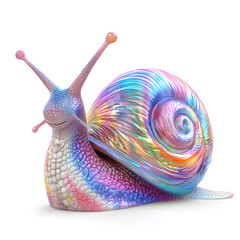 A cartoon snail with a colorful shell, isolated on a white background

