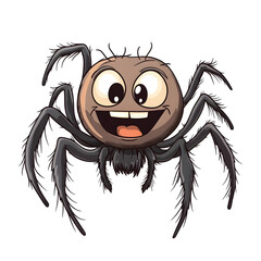 A cartoon spider with a silly smile, isolated on a white background

