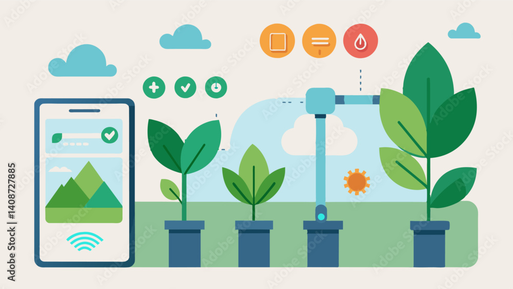 Poster smart timers integrated with the irrigation system calculate the optimal watering schedule for each 