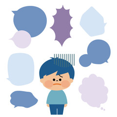 いじめ　言葉に怯える子供のイメージイラスト
