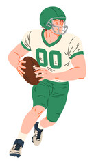 Rugby and American Football Player Vector Illustration Set