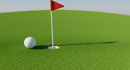 Obraz premium Golf Ball Near Hole: A Simple Green Putting Scene