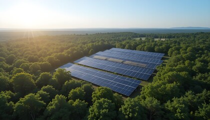 Renewable Energy Concept with Solar Panels in Natural Landscape