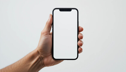 Hand Holding Smartphone with Blank Screen for Mobile UI Mockup