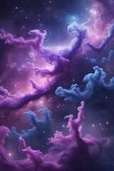 Obraz premium Cosmic Nebula A Vibrant Tapestry of Purple and Blue Celestial Clouds