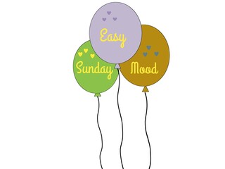Easy Sunday Mood Text With Colorful Balloon Icon 