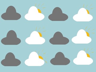 Cloud Pattern Illustration With Smile and Sad Icon Representing different Emotions,Mood Or Weather 