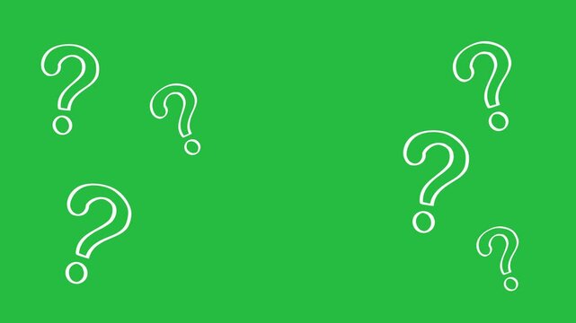 Animated question mark on green screen background, apha channel, overlay