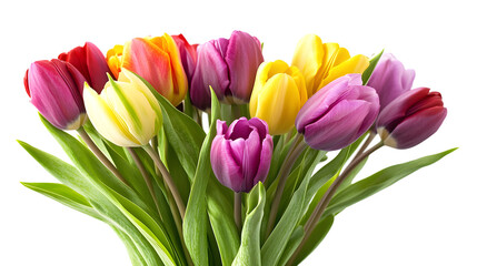 A vibrant bouquet of multi flowers isolated on white background 
