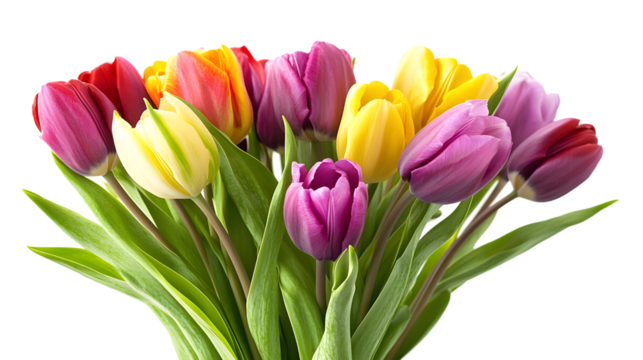 A vibrant bouquet of multi flowers isolated on white background 