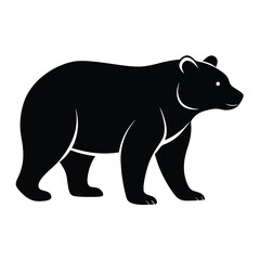 Fototapeta premium Black silhouette of a walking bear on a white background high resolution picture