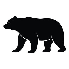 Obraz premium Black silhouette of a walking bear on a white background high resolution picture