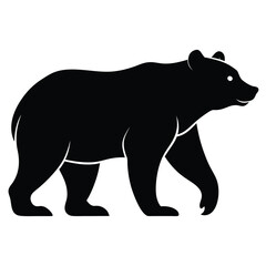 Fototapeta premium Black silhouette of a walking bear on a white background high resolution picture