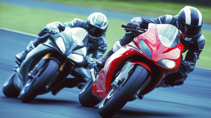 Fototapeta premium motorcycle bikes speeding in tight competition.