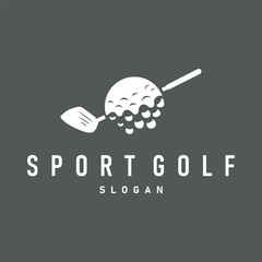 golf logo design outdoor sport with simple design of ball and golf stick minimalist black silhouette as symbol illustration template of sport branch