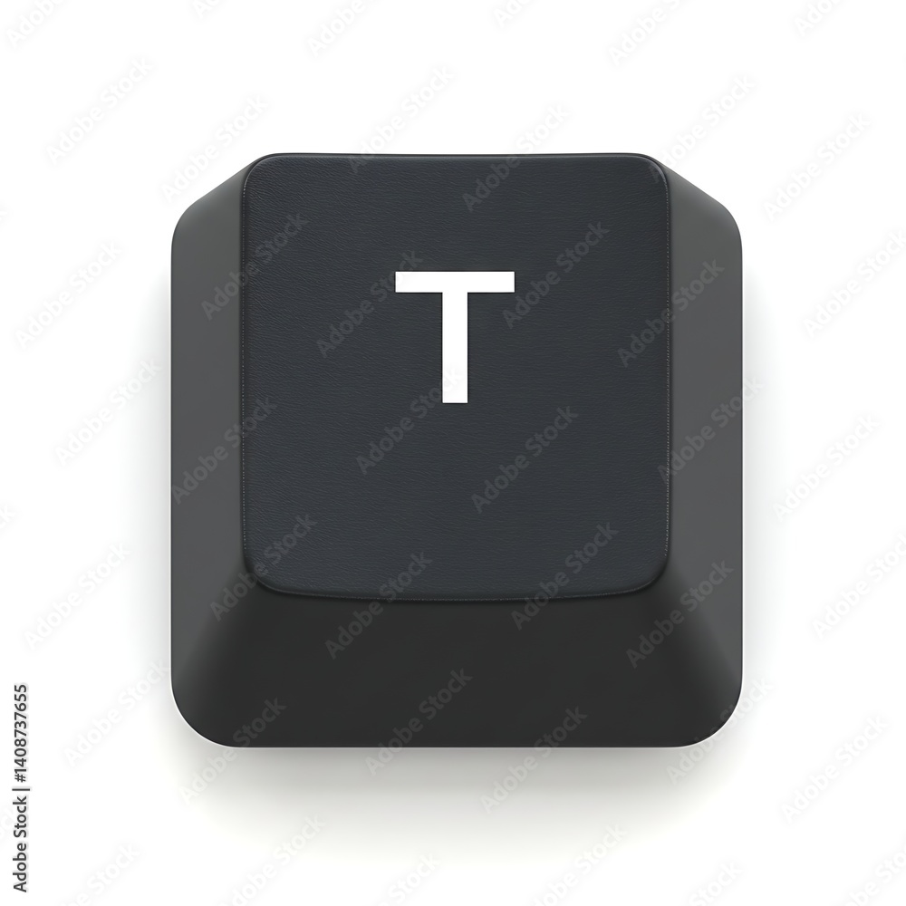 Aufkleber high-resolution 3d render of a single black keyboard key: letter t