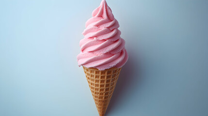 Pink Strawberry Soft Serve Ice Cream Cone